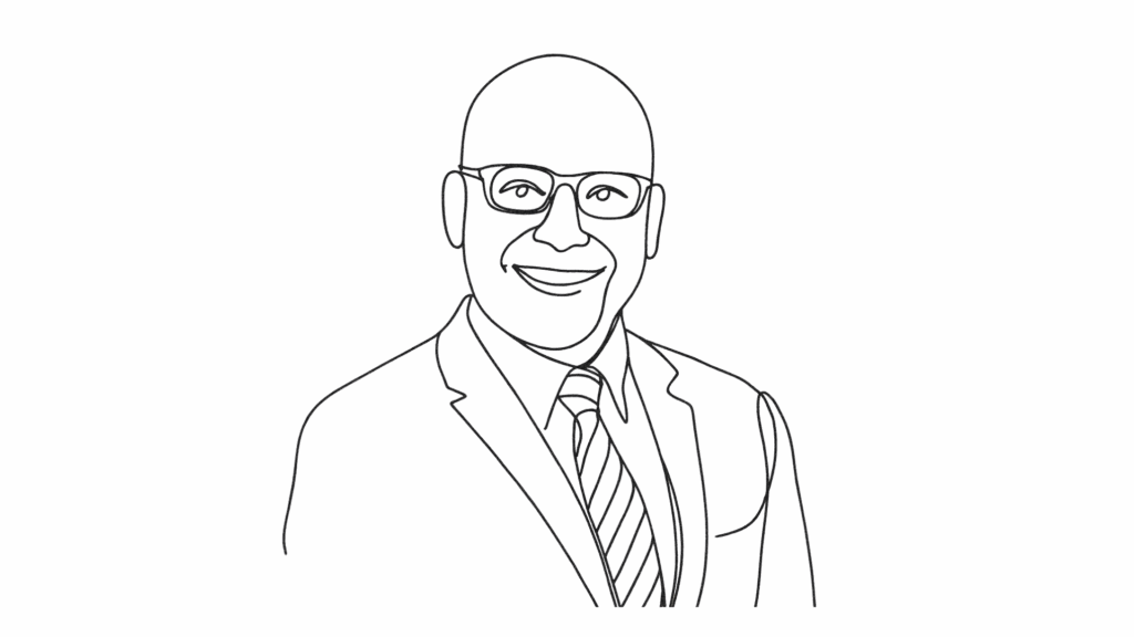 Line drawing portrait of Rishi