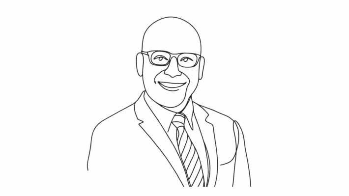 Line drawing portrait of Rishi
